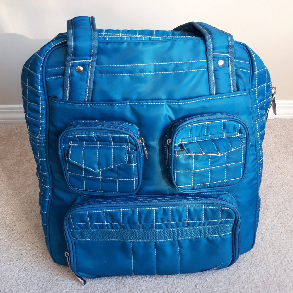 LUG / Women's Quilted Puddle Jumper Travel Overnight Gym Bag - Teal Blue